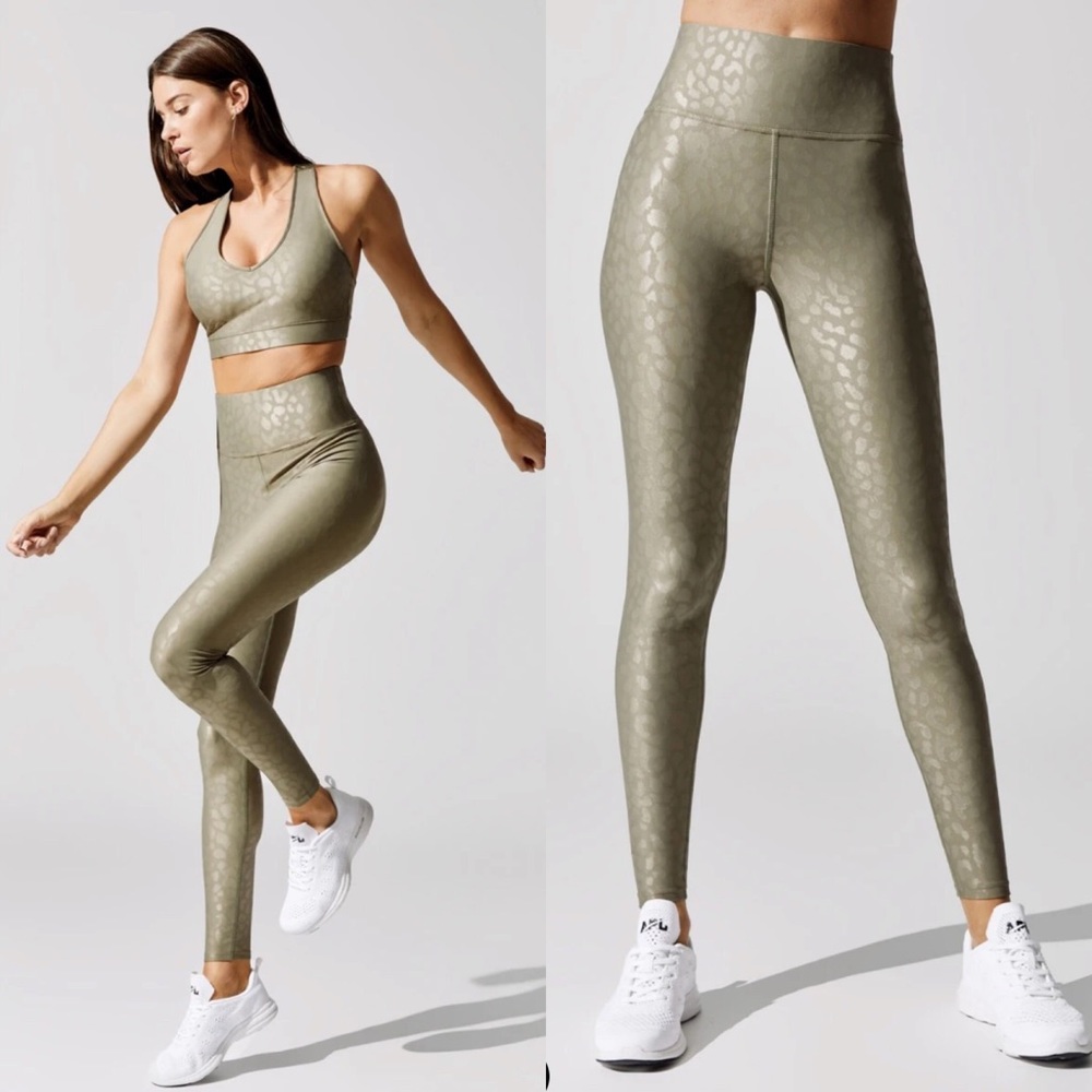 Carbon38 Takara Leopard Legging High Rise Full Length Utility Green Small